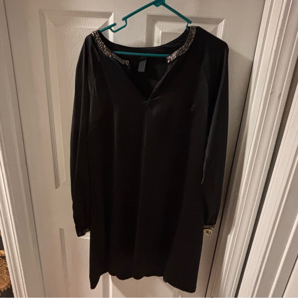 H&M Black Dress with Embellished Neckline